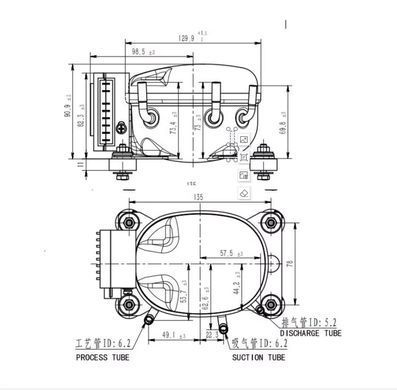 Компрессор для автохолодильника 12/24 Вольт Anuodan ZH35G (R-134a, DC12V, DC24V), Чорний