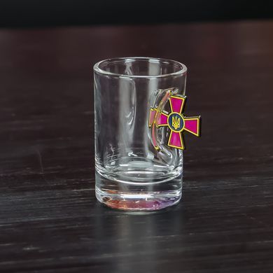 Хрустальная граненая рюмка с настоящим шаром, лимонкой, гербом, эмблемой под заказ
