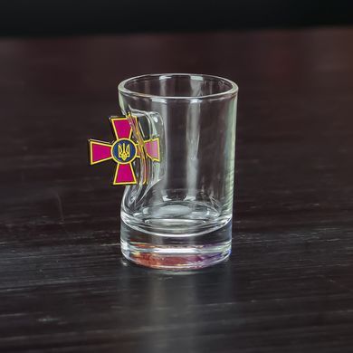 Хрустальная граненая рюмка с настоящим шаром, лимонкой, гербом, эмблемой под заказ