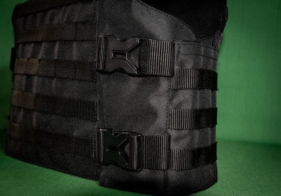 Плитоноска с установкой боковой и кевларовой защиты кордура Kirasa черная (KI101)