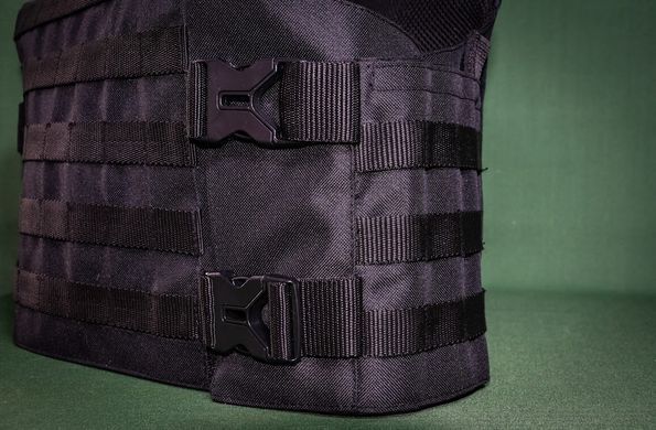 Плитоноска с установкой боковой и кевларовой защиты кордура Kirasa черная (KI101)