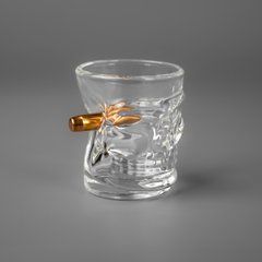 Рюмка череп стеклянная для водки со вставкой пулей / Оригинальные рюмки и стопки для алкоголя