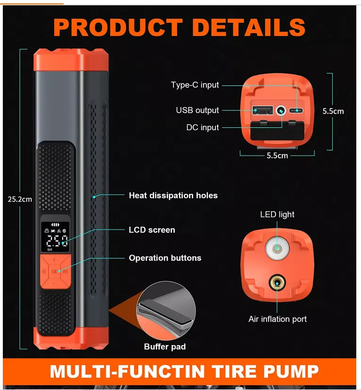 Цифровой автомобильный компрессор ANVOMI FO101 (6000 mAh, 10 Bar)