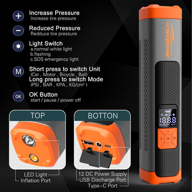Цифровой автомобильный компрессор ANVOMI FO101 (6000 mAh, 10 Bar)