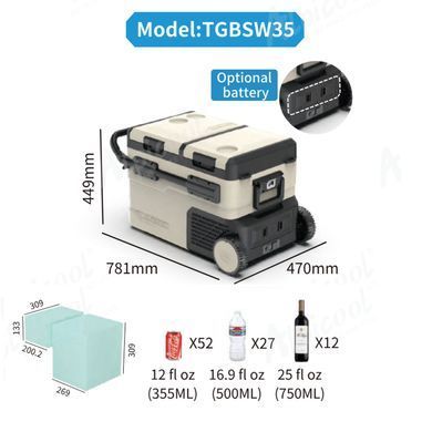 Компресорний автохолодильник Alpicool TGBSW35 (LG). 38 літрів. Двокамерний. До -20℃. (12, 24, 220 вольт)