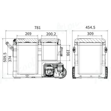 Компрессорный автохолодильник Alpicool TGBSW45 (LG). 47 литров. Двухкамерный. До -20℃. (12, 24, 220 вольт)