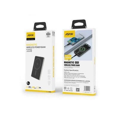 Power Bank Aspor A381 Magnetic Wireless 5000mAh (Type-C/20W)- фіолетовий (900155)