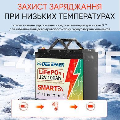 Літій-залізо-фосфатний акумулятор DEE SPAEK LiFePO4 12V 100Ah Bluetooth Mini (1280Wh) (BMS 100A)