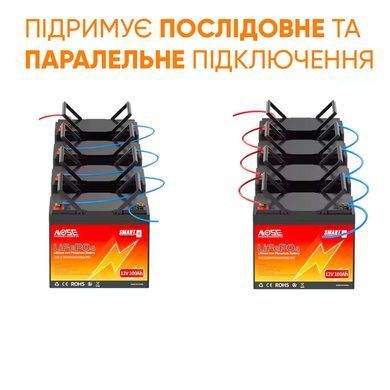 Литий-железо-фосфатный аккумулятор MOSEWORTH LiFePO4 12V 100 Ah Smart (1280Wh) (BMS 100A)