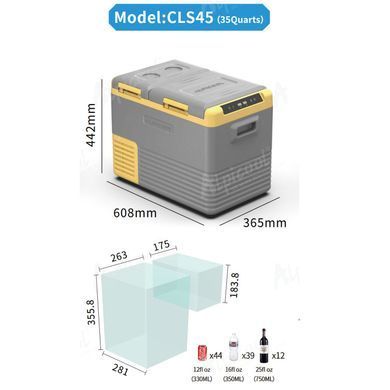 Компрессорный автохолодильник Alpicool CLS45 (33 литра). Двухкамерный. До -20℃, (12, 24, 220 вольт)