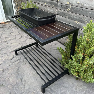 Мангал в стиле лофт на дровнике на 9 шампуров, металл 4 мм.