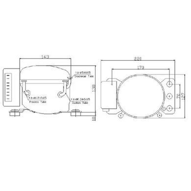 Компресор для автохолодильника 12/24 Вольт Anuodan ZH25G (R-134a, DC12V, DC24V), Чорний