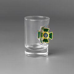 Рюмка стеклянная для водки со вставкой ГПСУ / Оригинальные рюмки и стопки для алкоголя 50 мл в подарок